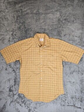 Vtg 60's Mcgregor Tapered Scotset Button Down Shirt Size Medium 15 Check Perm